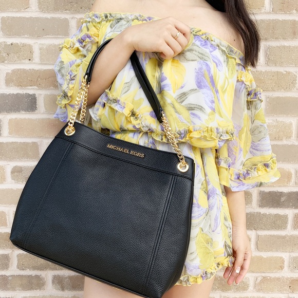 💕Michael kors large chain tote black pebbled - Picture 2 of 5